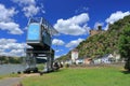 UNESCO World Heritage Site with Historic Crane and Burg Katz Castle above St. Goarshausen, Rhineland Palatinate Royalty Free Stock Photo