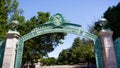 Historic Sather Gate on the campus of the University of California at Berkeley is a prominenet landmark leading to Sproul Plaza