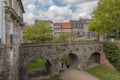 Historic schlossplatz with bridge and ditch, frankfurt hoechst, germany
