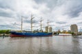 Historic ship at Penn`s Landing, in Philadelphia, Pennsylvania