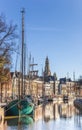 Historic ships in the Hoge der aa canal of Groningen