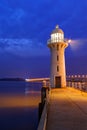 Historic Singapore Raffles Marina Lighthouse on Johor Straits Royalty Free Stock Photo