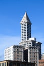 Historic Smith Tower in Seattle against a blue sky Royalty Free Stock Photo