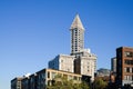 Historic Smith Tower skyscraper rising above surrounding buildings