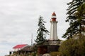 Historic stately lighthouse stands guard on Vancouver coast.