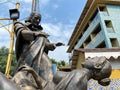 The historic statue of Abbe Faria, one of the pioneers of hypnotism, in the town of Candolim