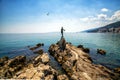 Statue of Maiden with seagull in Opatija, Croatia. Royalty Free Stock Photo