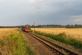 Historic steam engine `Molli` and train travelling from Bad Doberan in northern Germany