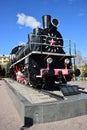 Historic steam locomotive on display in Astana Royalty Free Stock Photo