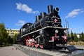 Historic steam locomotive on display in Astana Royalty Free Stock Photo