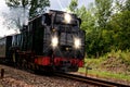 Historic steam powered railway train with lights Royalty Free Stock Photo