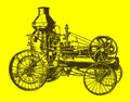 Antique steam road locomotive, tractor with water tank in side view