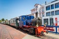 Historic steam train in the center of Borkum village