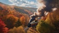 Historic Steam Train Chugging Through Autumn