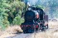 Historic steam train running on Maldon Ã¢â¬â Castlemaine route in Australia Royalty Free Stock Photo