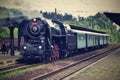 Historic steam train. Specially launched Czech old steam train trips and for traveling around the Czech Republic. Royalty Free Stock Photo