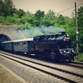 Historic steam train. Specially launched Czech old steam train for trips and for traveling around the Czech Republic. Royalty Free Stock Photo