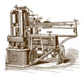 Historical steel testing machine in side view