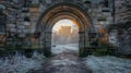 Historic Stone Archway Path at Sunrise Royalty Free Stock Photo