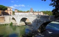 Historic stone bridge over city river Royalty Free Stock Photo