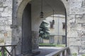 Historic stone building entrance in lviv Royalty Free Stock Photo