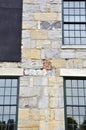 Historic Seneca stone building showing repair construction Royalty Free Stock Photo