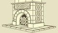 Historic Stone Fireplace with Celtic Knotwork Arch Design, vector design Generative AI Royalty Free Stock Photo
