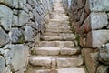 Historic Stone Staircase in the Machu Picchu Inca Citadel, Archaeological site in Urubamba Province, Cusco Region, Peru Royalty Free Stock Photo