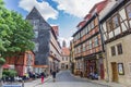 Historic street in the center of old town Quedlinburg