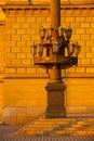 Historic street lamp in front of Rudolfinum, Prague, Czech Republic