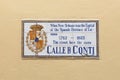 historic street name tiles for Calle de Conti in French quarter in New Orleans