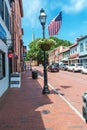 Historic street of old Annapolis with brick pavement Royalty Free Stock Photo