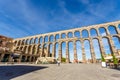 Historic street with roman aqueduct bridge, Segovia, Spain Royalty Free Stock Photo