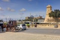 Historic street of Valletta city with a horse coach waiting there