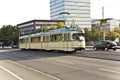 Historic streetcar, trolley at the bridge in Frankfurt