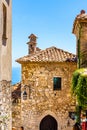 Historic streets and stone houses with Rue de la Pise street in medieval town of Eze on French Riviera Coast in France Royalty Free Stock Photo