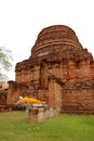 Stupa Chedi Ruins with a Reclining Buddha Image in Wat Yai Chai Mongkhon Temple, Ayutthaya, Thailand Royalty Free Stock Photo