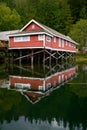 Historic Telegraph Cove Boardwalk Building on Pilings vertical