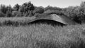 Historic thatched boathouses amongst the reeds at Hickling Broad in Stalham, east of Norwich, in Norfolk UK.