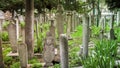 Islamic old tombstones in Eyup cemetery, Istanbul, Turkey