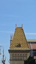Historic Tower with Colorful Tiled Roof in Budapest Royalty Free Stock Photo