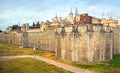 The Historic Tower of London Outer Curtain Wall, UK Royalty Free Stock Photo