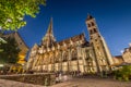 Historic town of Autun with St. Lazare Cathedral at night, Burgundy, France Royalty Free Stock Photo