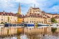 Historic town of Auxerre with Yonne river, Burgundy, France