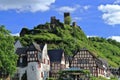 Historic Town of Beilstein an der Mosel with Burg Metternich Castle Ruins in Evening Light, Rhineland Palatinate, Germany Royalty Free Stock Photo
