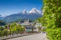 Historic town of Berchtesgaden with Watzmann mountain in spring, Bavaria, Germany