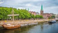 Historic town of Bremen with Weser river, Germany