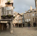 Historic town center of Dinan in Brittany with medieval half-timbered houses Royalty Free Stock Photo