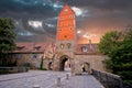 Historic town of Dinkelsbuhl tower gate view