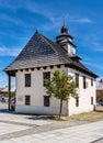 Historic Town Hall Ratusz Miejski at Rynek Main Market square in old town quarter of Pilica in Silesia region of Poland